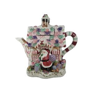 Fitz & Floyd Candy Lane Express Candy Shop Teapot Santa Claus Fudge Ceramic